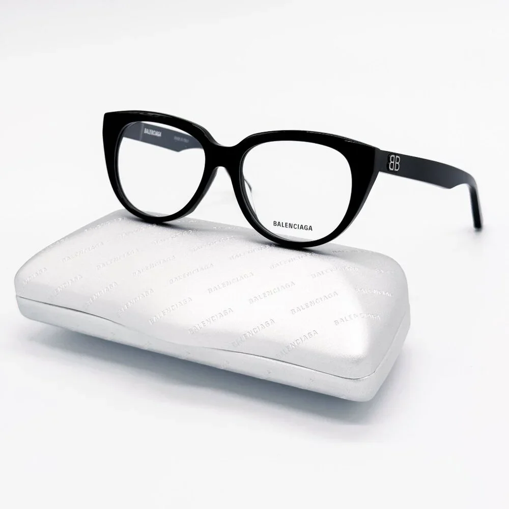 NEW BALENCIAGA EYEGLASSES BB0131O 001 ROUND OVAL BLACK WOMEN EYEWEAR BALENCIAGA
